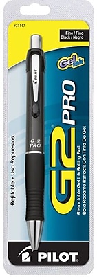 Pilot G2 Pro Gel Ink Roller Pen Fine Point Gray Barrel Black Ink 31147