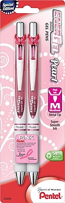 Pentel EnerGel Pearl Deluxe RTX Liquid Gel Ink Retractable Pens Medium Point Pink Ink 2 Pack