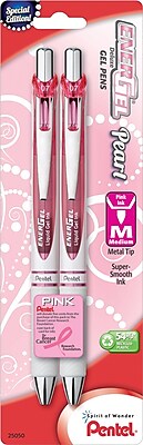 Pentel EnerGel Pearl Deluxe RTX Liquid Gel Ink Retractable Pens Medium Point Pink Ink 2 Pack