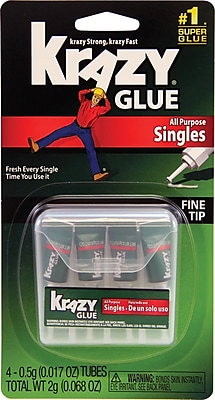 Krazy Glue Single Use Tubes with Storage Case 4 Tubes per Pack