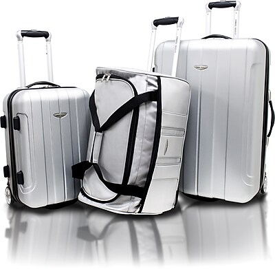 luggage select travel staples lightweight shell piece hard silver set larger