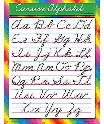 Trend Enterprises Zaner Bloser Cursive Alphabet Learning Chart