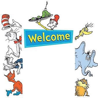 Eureka 842660 24 x 17 DieCut Cat in the Hat Go Around Welcome Accents Multicolor
