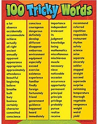 Trend Enterprises 100 Tricky Words Learning Chart