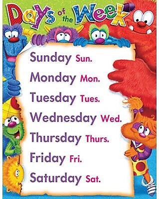 TREND Enterprises T 38426 Furry Friends Days of The Week Learning Chart