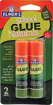 Elmer s School Glue Naturals Clear Glue Sticks .21 oz 2 Pack