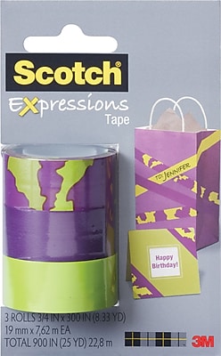 Scotch Expressions Tape Animal Purple Green Removable 3 4 x 300 3 Pack