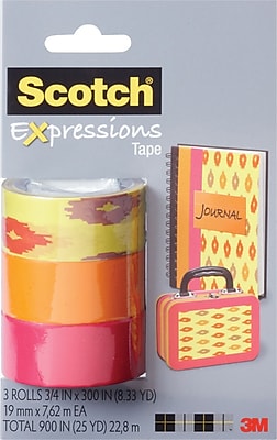 Scotch Expressions Tape Sherbet Orange Salmon Removable 3 4 x 300 3 Pack