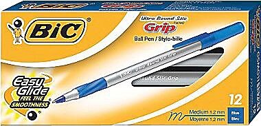 BIC® Xtra Comfort Round Stic Grip Ballpoint Pens, Medium Point, Blue