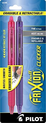 Pilot FriXion Ball Clicker Erasable Gel Pens Fine Point Pink Purple 2 Pack 31490