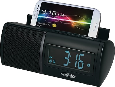 Jensen JBD 100 Universal Bluetooth Clock Radio w Charging for all Smartphones