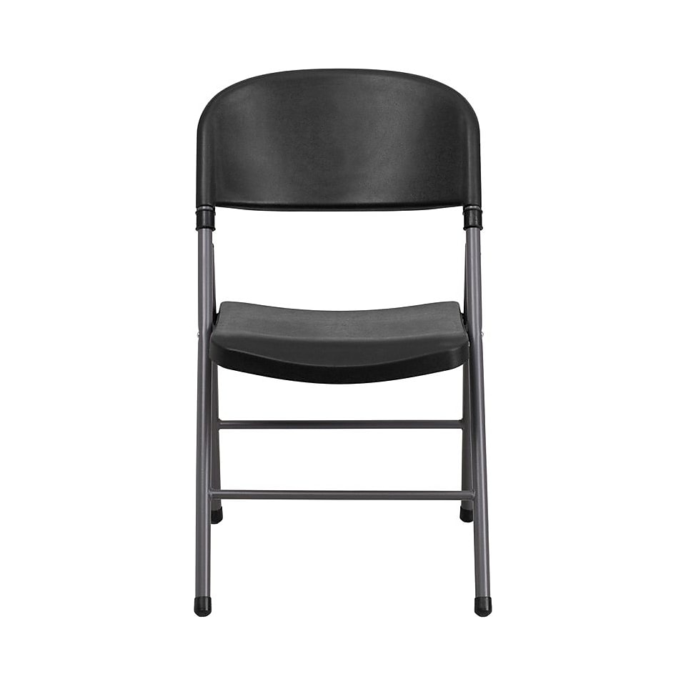 Flash Furniture HERCULES Series 330 lb. Capacity Plastic Folding Chair with Charcoal Frame, Black, 6/Pack