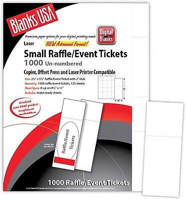 Blanks USA 2 1 8 x 5 1 2 Digital Gloss Cover Event Ticket White 125 Pack