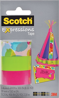 Scotch Expressions Tape Watercolor Pink Green Removable 3 4 x 300 3 Pack