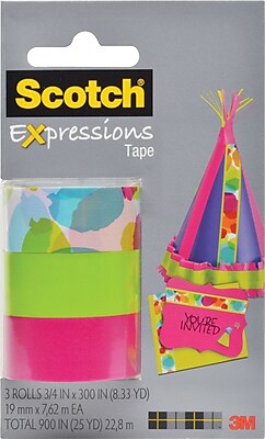 Scotch Expressions Tape Watercolor Pink Green Removable 3 4 x 300 3 Pack