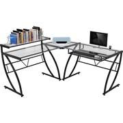 Z-Line Designs™ Belaire Glass L-Desk, Black Clear | Staples®