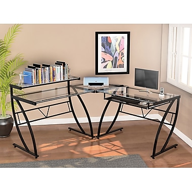 Z-Line Designs™ Belaire Glass L-Desk, Black Clear