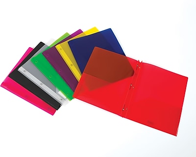 Staples 2 Pocket Translucent Poly Folder with Fasteners Assorted Colors