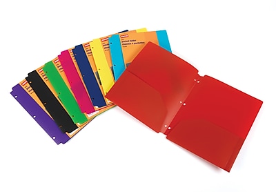 Staples 2 Pocket Poly Folder for Binder Assorted Colors