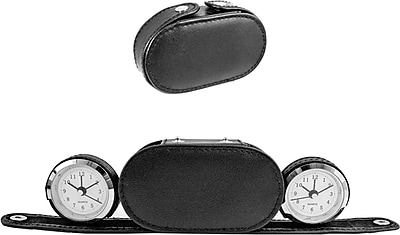 Natico 10-1020 Analog Dual Time Alarm Clock, Silver