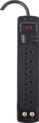 Staples 6 Outlet 1500 Joule Home Entertainment Surge Protector with Coax