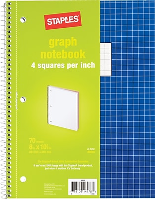 staples ruled graph spiral notebook 4x4 larger