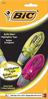 Bic Brite Liner Highlighter Tape Assorted 2 Pack
