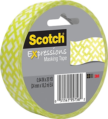 Scotch Expressions Masking Tape Lime Interlock 1 x 20 yds
