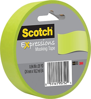 3M Scotch Expressions Masking Tape 1 x 20 yds. Lemon Lime 3437 GRN