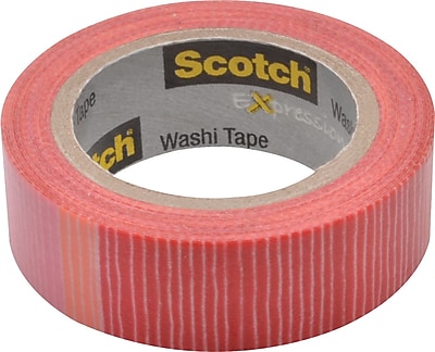 Scotch Expressions Washi Tape Pink Red stripe 3 5 x 393