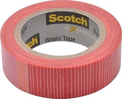 Scotch Expressions Washi Tape Pink Red stripe 3 5 x 393