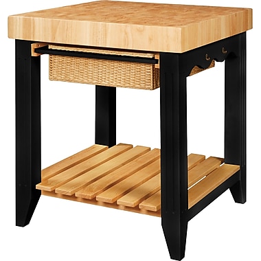 Powell? Color Story Butcher Block Kitchen Island, Black/Natural Staples?