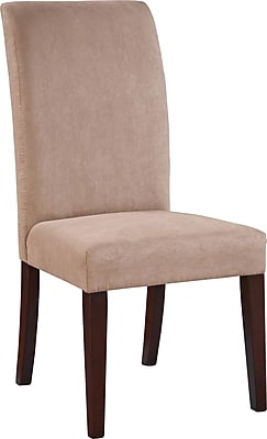 Powell Microfiber Wood Slip Over Parsons Chair Dark Beige