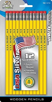 The Write Dudes 2 HB USA Silver Pencils Unsharpened Dozen