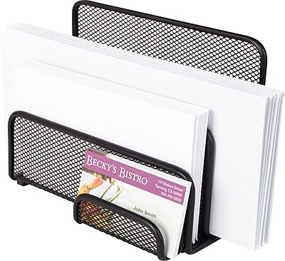 Staples Wire Mesh Letter Holder Sorter Black 5 1 5 H x 7 W x 3 9 10 D