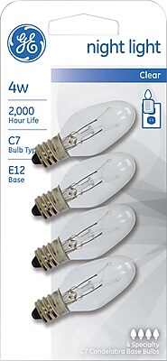 4 Watt GE Nightlight Clear C7 Lightbulb White