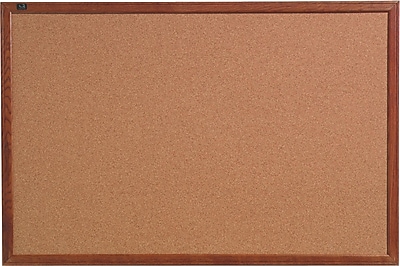 Quartet 17 x 23 Cork Bulletin Board Oak Finish Frame 85212B