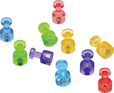 Staples Magnetic Push Pins High Power Magnets Bright Colors 10 Pack