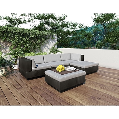 Sonax Park Terrace 5 Piece Double Armrest Sectional Patio Set, Textured Black