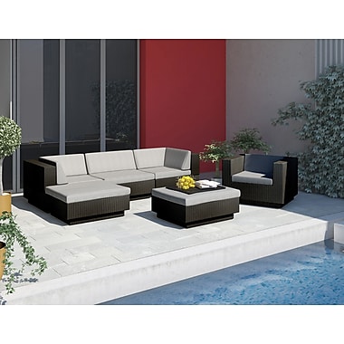 Sonax Park Terrace 6 Piece Double Armrest Sectional Patio Set, Textured Black