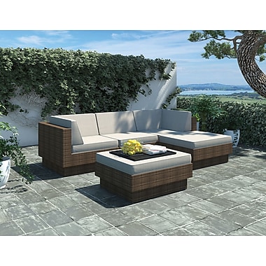 Sonax Park Terrace Saddle Strap 5 Piece Double Armrest Sectional Patio Set, Coral Sand