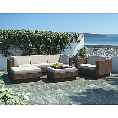 Sonax Park Terrace Saddle Strap 6 Piece Double Armrest Sectional Patio Set, Coral Sand