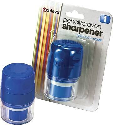 Achieva Twin Pencil and Crayon Sharpener with Retractable Eraser Blue Each
