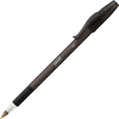 Staples Ballpoint Stick Pens Medium Point 1.0 mm Black Ink Black Barrel 12 Pk