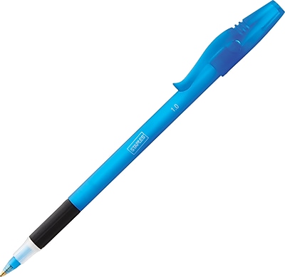 Staples Ballpoint Stick Pens Medium Point 1.0 mm Blue Ink Blue Barrel 36 Pk