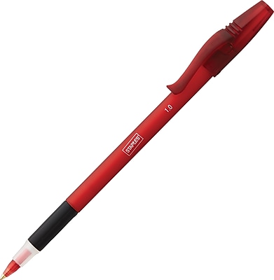 Staples Ballpoint Stick Pens Medium Point 1.0 mm Red Ink Red Barrel 12 Pk