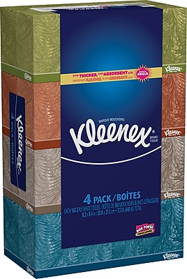Kleenex® Facial Tissues, 2-Ply, 4 Boxes/Pack