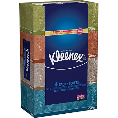 Kleenex® Facial Tissues, 2-Ply, 4 Boxes/Pack