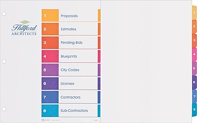 Avery R Ready Index R Table of Contents Dividers 11148 11 x 17 8 Tab Set