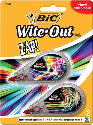 BIC Wite Out Brand Zap Correction Tape 2 Pack